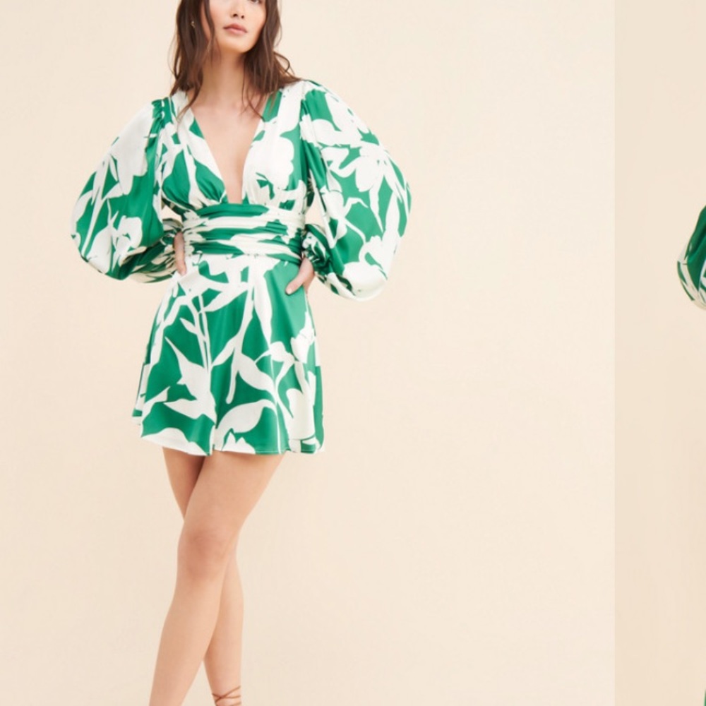 Like New worn twice Green and White Floral Women's Dress